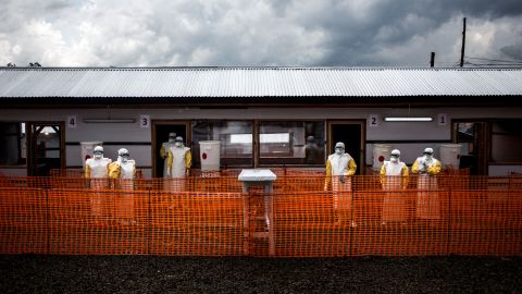 Health workers inside the red zone at a new Doctors Without Borders Ebola treatment center in Bunia, Democratic Republic of Congo. 