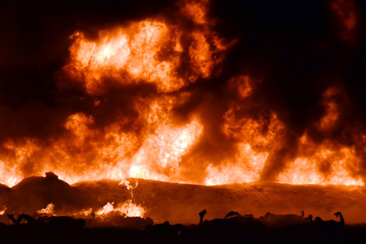 A fire rages after a gasoline pipeline explosion Friday, January 18, in Tlahuelilpan, Mexico, about 80 miles north of Mexico City.