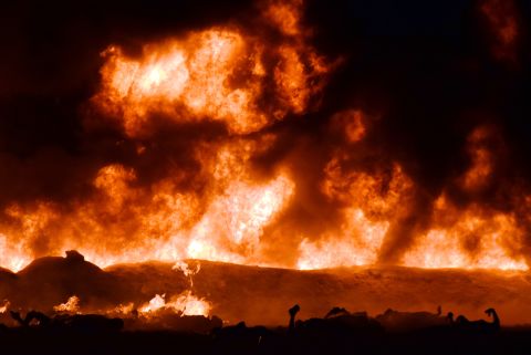 A fire rages after a gasoline pipeline explosion Friday, January 18, in Tlahuelilpan, Mexico, about 80 miles north of Mexico City.