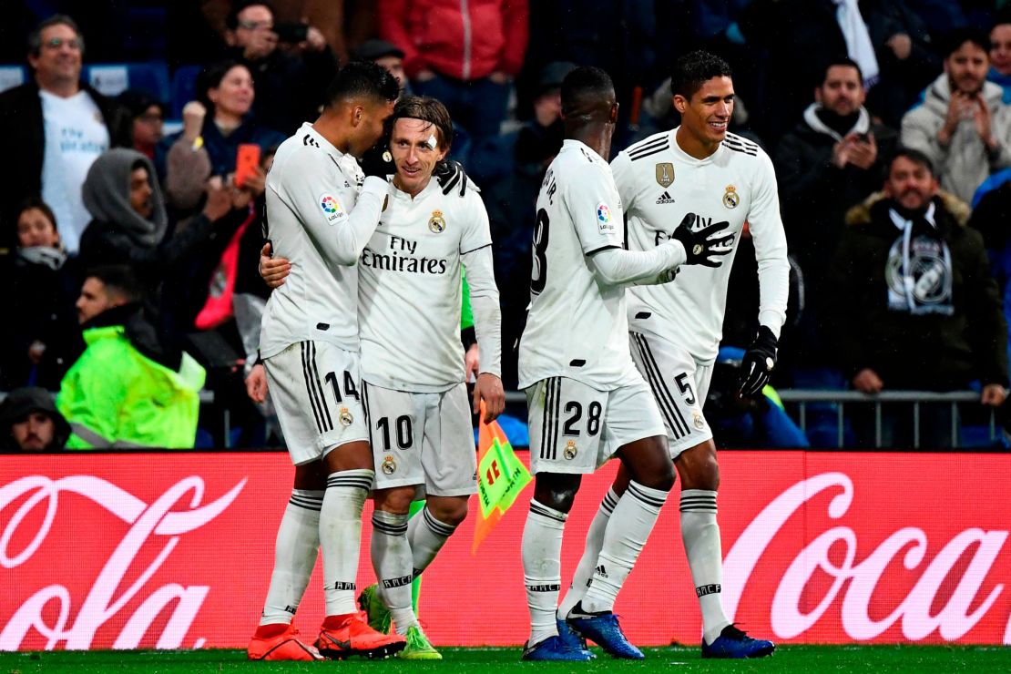 Modric celebrates scoring for Real
