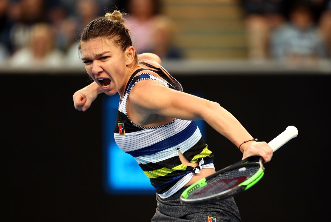 Simona Halep was jubilant after beating Venus Williams in Melbourne. 