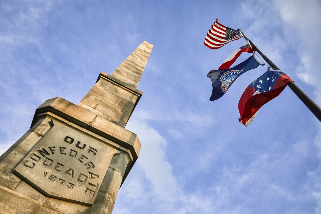 A monument to Confederate soldiers in Oakland Cemetery, less than a mile from the former Confederate Ave. in Atlanta.