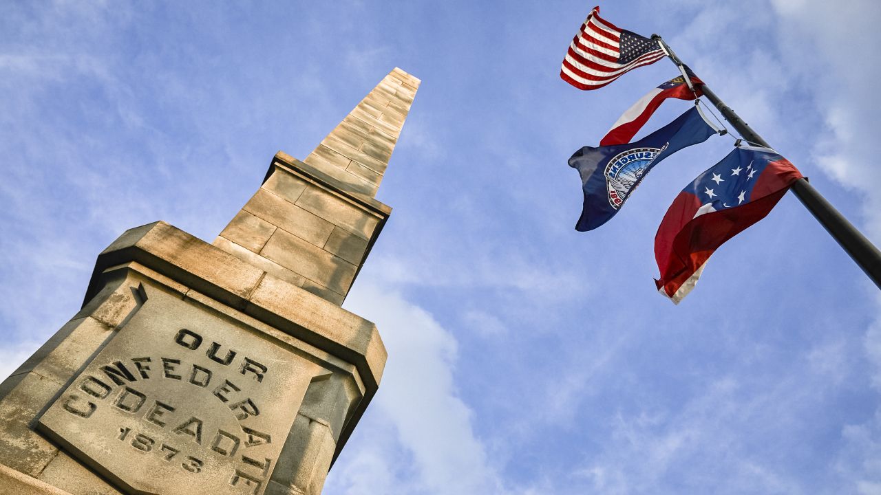 A monument to Confederate soldiers in Oakland Cemetery, less than a mile from the former Confederate Ave. in Atlanta.