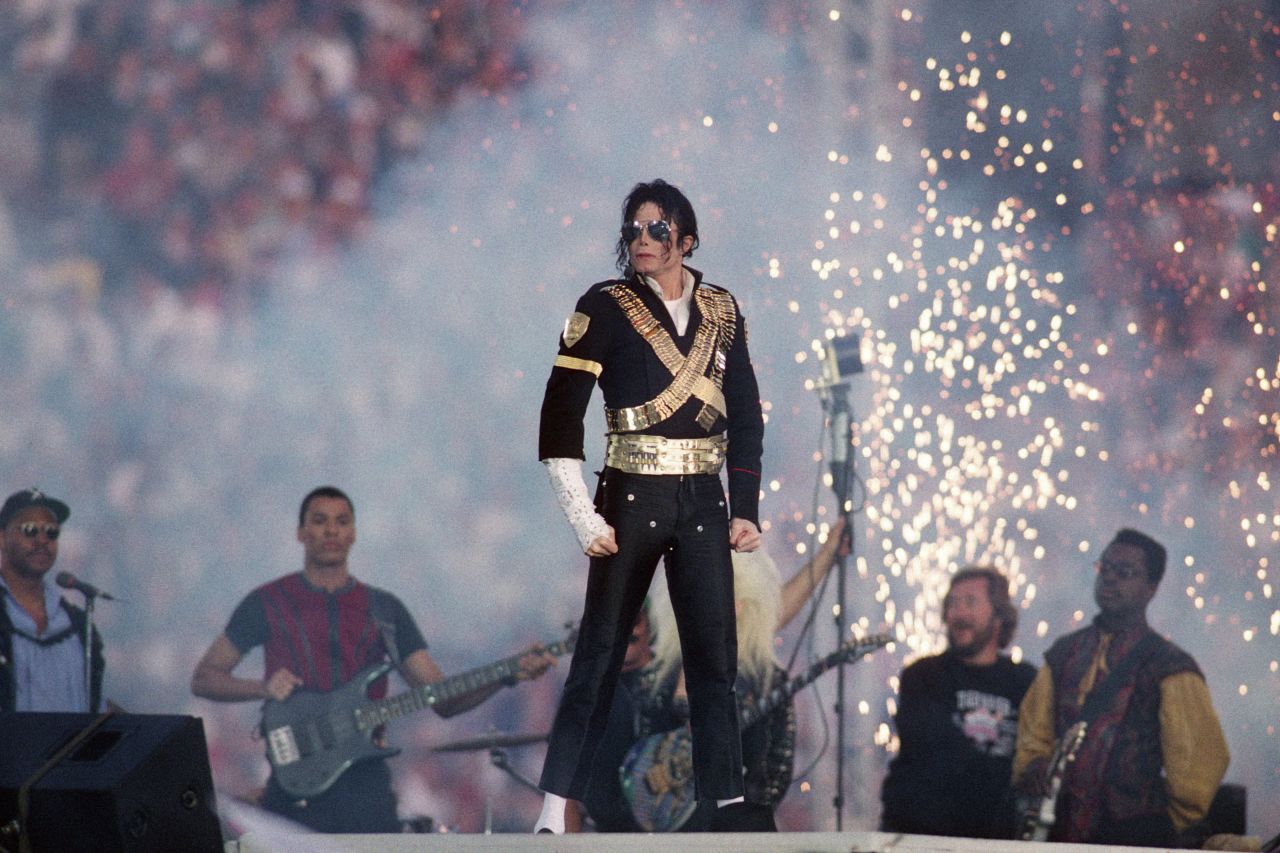 Michael Jackson performs at Super Bowl XXVII in 1993 at the Rose Bowl in Pasadena, California.