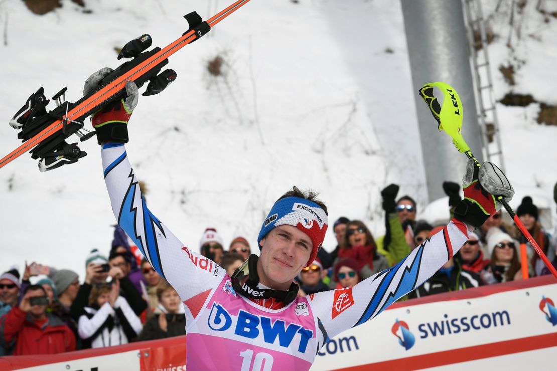 Noel celebrates victory in Wengen