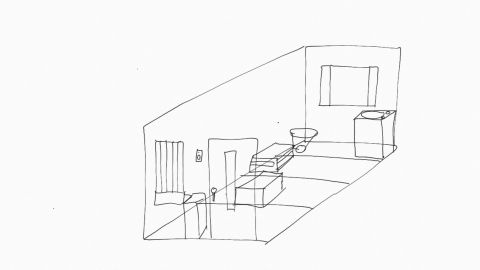 A sketch by Karpeles of his jail cell.