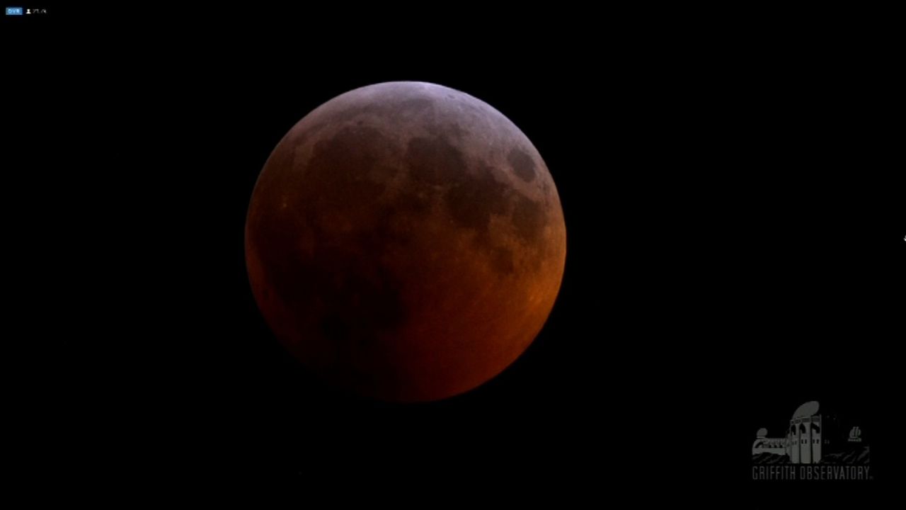 A close-up look of the lunar eclipse.