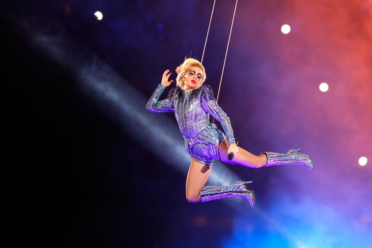 Lady Gaga performs during Super Bowl LI Halftime Show at Houston's NRG Stadium in 2017.