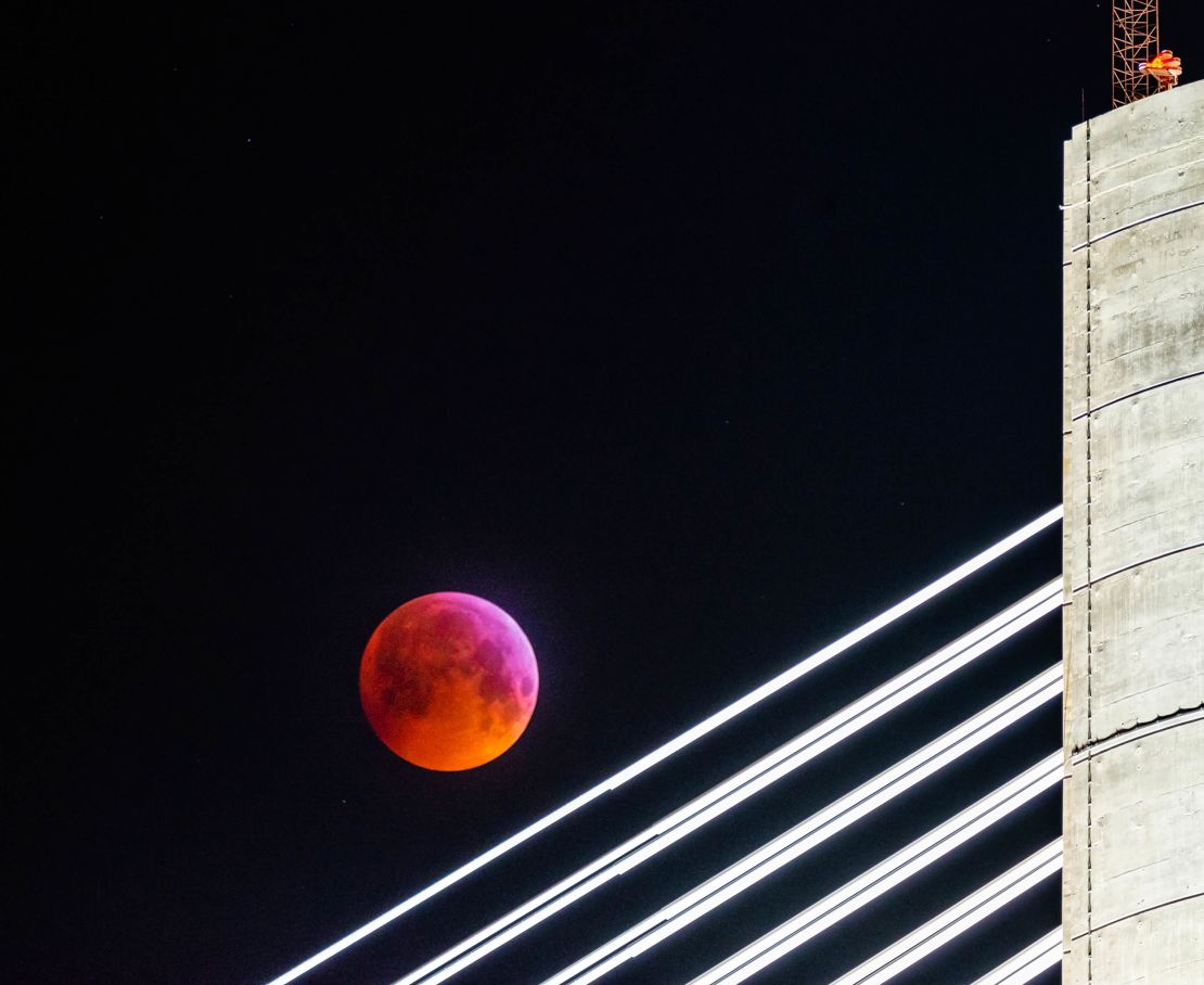 The rare moon as witnessed from South Queensferry, Scotland.