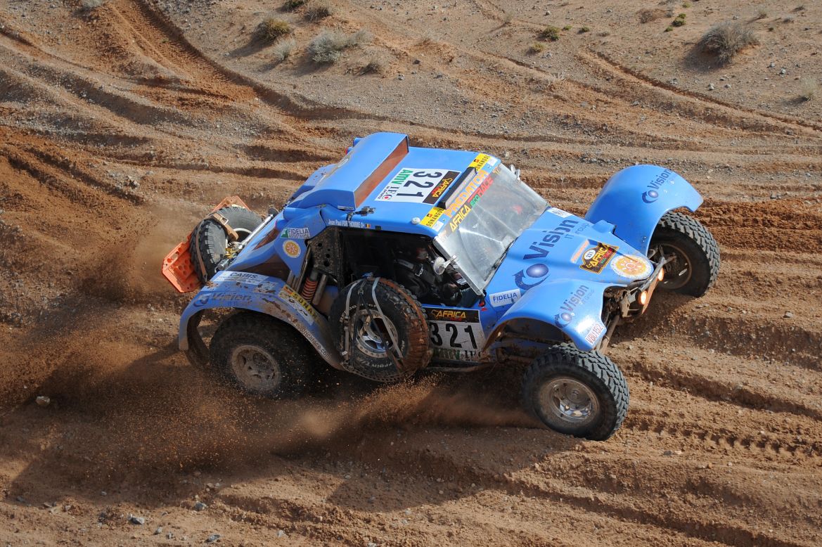 One of the 80 Day Race backers is former Dakar race director Hubert Auriol, who is pictured driving his Predator during the second stage Borj Bel Freissat to El Mdouara in the third edition of the Africa Eco Race on December 30, 2010.