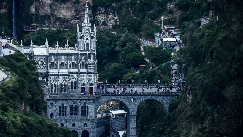 <strong>Ipiales, Colombia: </strong>Las Lajas Sanctuary, one of the world's most stunning churches, sits upon a bridge over the Guáitara River, a few miles from the border with Ecuador. 