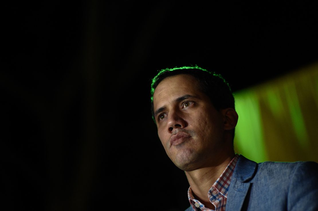 Juan Guaido attends an open meeting in Caracas on January 16.