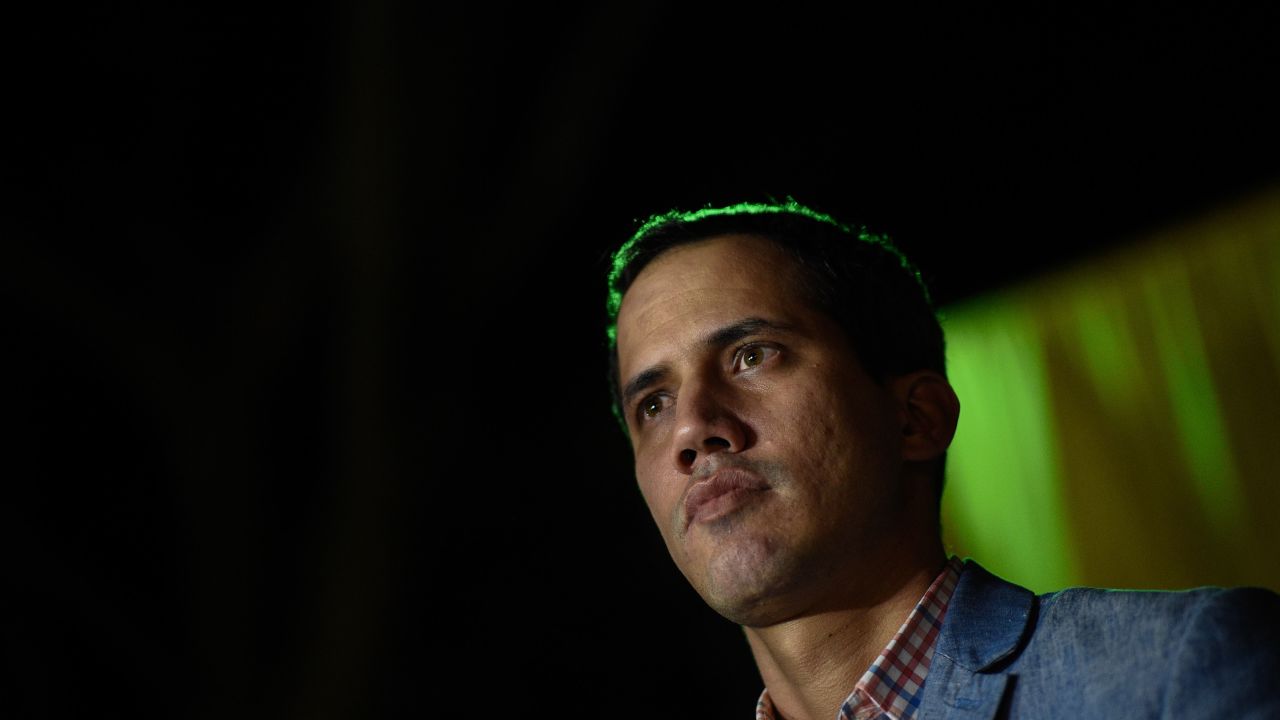 Juan Guaido attends an open meeting in Caracas on January 16.