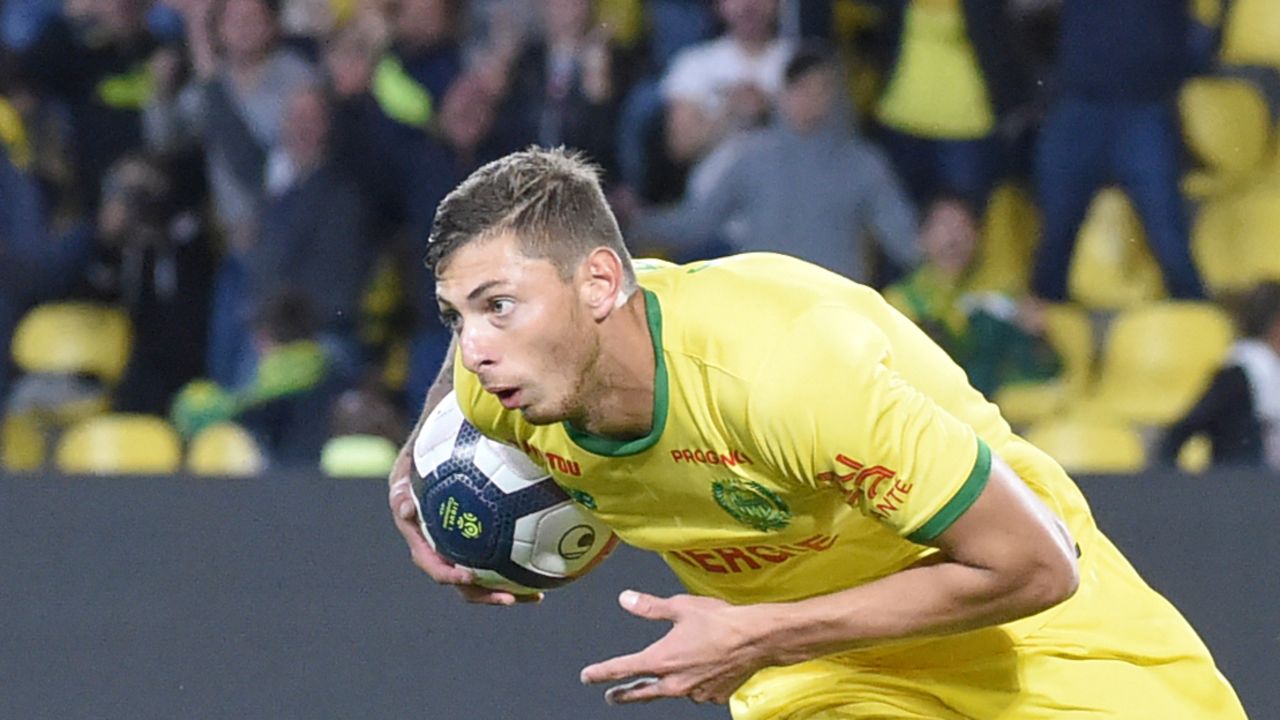 Emiliano Sala celebrates after scoring a goal for the French club Nantes in August.