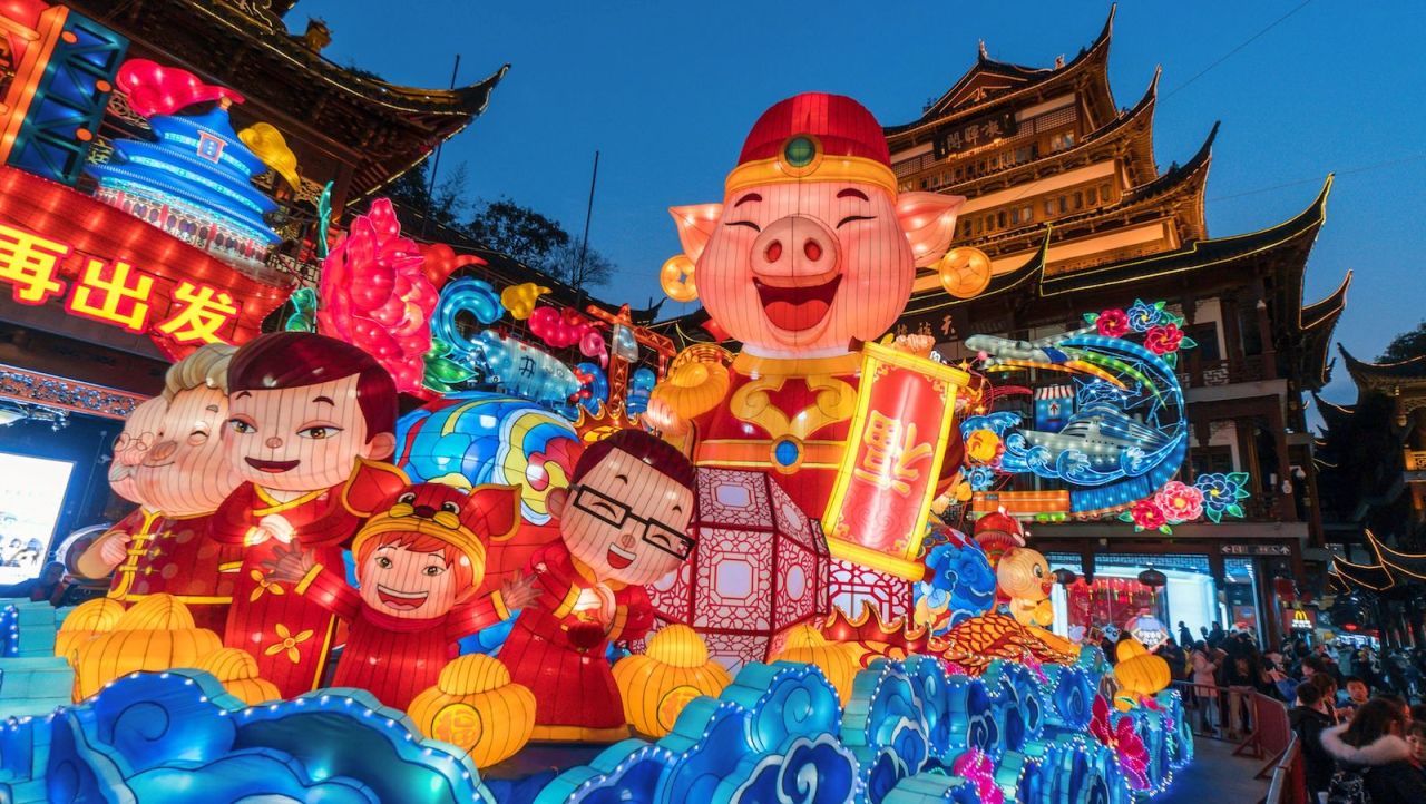 <strong>Year of the Pig: </strong>A pig lantern displayed at the Yu Yuan Garden in Shanghai marks the Lunar New Year, the Year of the Pig, which starts on February 5.   