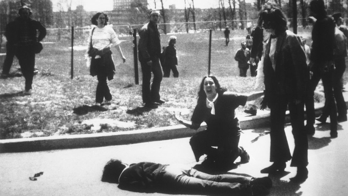 This iconic photo of Mary Ann Vecchio kneeling over the body of a Kent State University student killed in a 1970 protest galvanized the anti-war movement.
