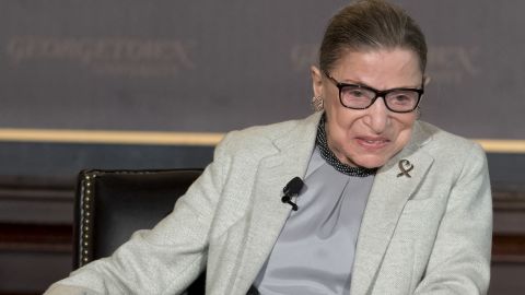 Associate Justice of the US Supreme Court Ruth Bader Ginsburg speaks at Georgetown University in Washington on April 27, 2017.  