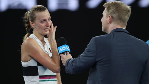 Petra Kvitova answers questions from Jim Courier after her Australian Open win.