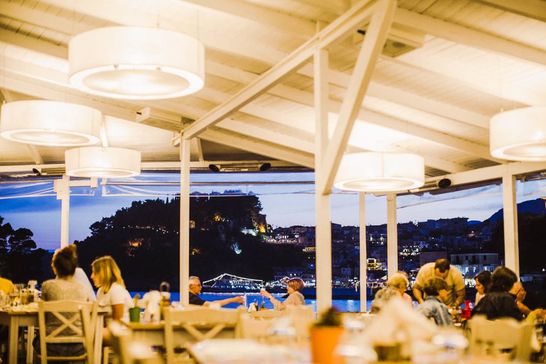 Villa Rossa offers fine dining overlooking the beautiful Parga bay.