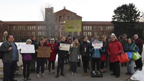 High school teachers at one school in Denver picketed January 15, demanding higher pay.