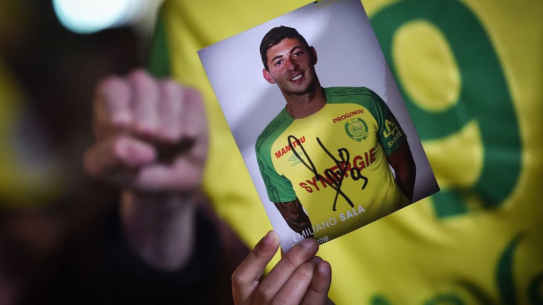 Nantes supporters gather after it was announced that the plane Argentinian forward Emiliano Sala was flying in vanished.