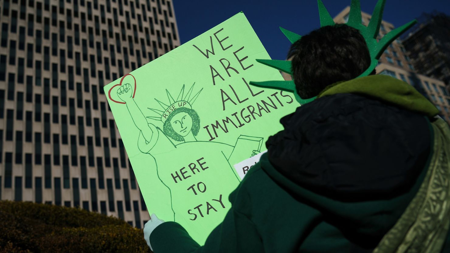 NEW YORK, NY - JANUARY 18: Immigration activists and clergy members participate in a silent prayer walk in protest against the Trump administration's immigration policies outside the U.S. Citizenship and Immigration Services offices, housed in the Jacob Javits Federal Building, January 18, 2018 in New York City. Yesterday, White House Chief of Staff John Kelly said President Trump will not support an extension of DACA (Deferred Action for Childhood Arrivals) or an immigration reform bill unless it includes upwards of $20 billion in funding for a southern border wall. (Photo by Drew Angerer/Getty Images)