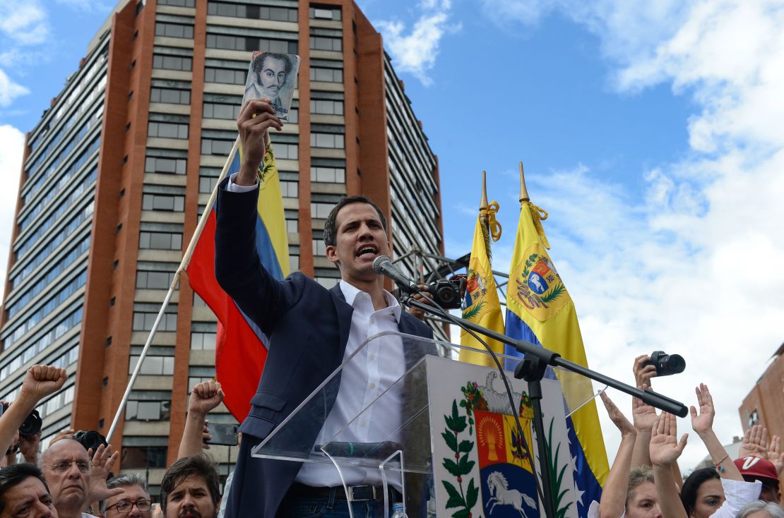 Venezuela's National Assembly head Juan Guaido appeared in a mass rally against Maduro on Wednesday.
