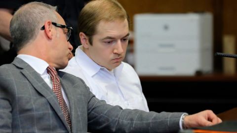 James Jackson, right, pleaded guilty on Wednesday to killing a black man with a sword in an attack that was meant to provoke a race war. 