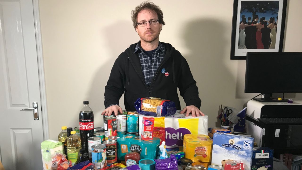 Graham Hughes, a travel writer, has been stockpiling food for months in anticipation of a "no-deal" Brexit. 