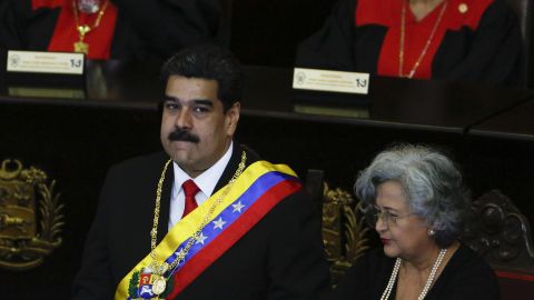 Venezuelan President Nicolas Maduro speaks Thursday at Venezuela's Supreme Court.