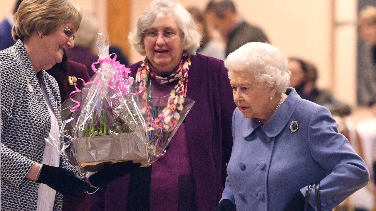 Queen Elizabeth II leaves after attending a Sandringham Women's Institute meeting in Norfolk on Thursday.