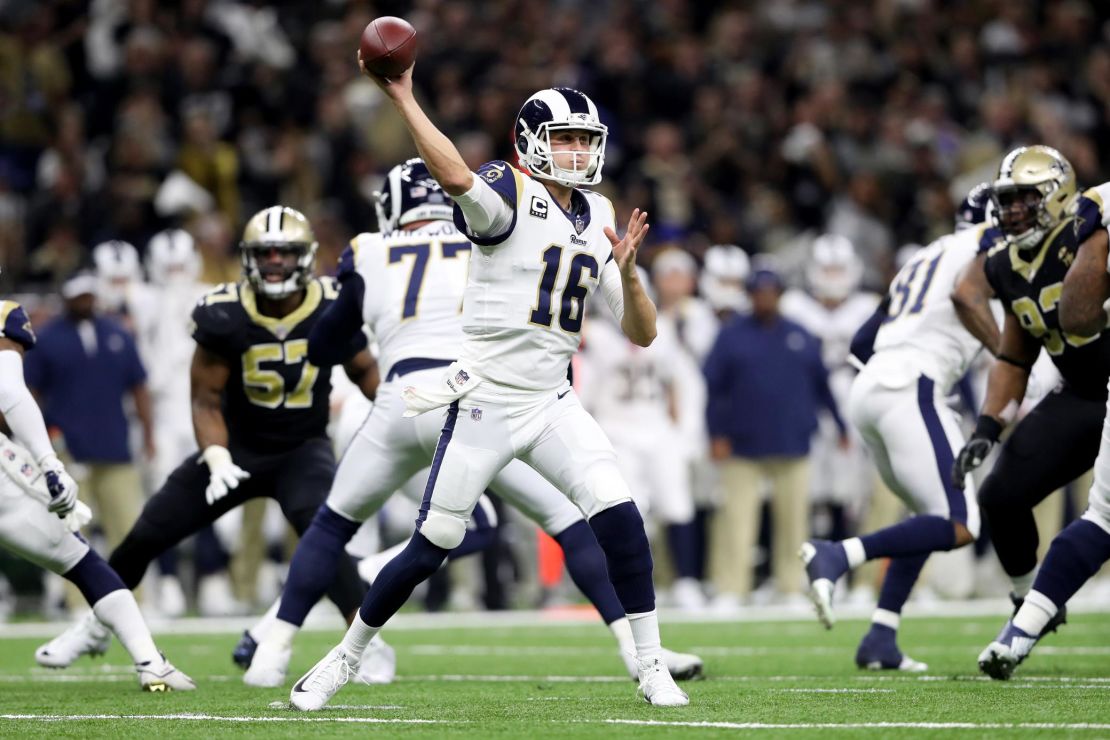 In the NFC championship game in New Orleans, Goff was 25 of 40 for 297 yards with one touchdown and one interception.