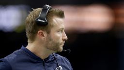 NEW ORLEANS, LOUISIANA - JANUARY 20: Head coach Sean McVay of the Los Angeles Rams looks on in the first half while taking on the New Orleans Saints in the NFC Championship game at the Mercedes-Benz Superdome on January 20, 2019 in New Orleans, Louisiana. (Photo by Jonathan Bachman/Getty Images)