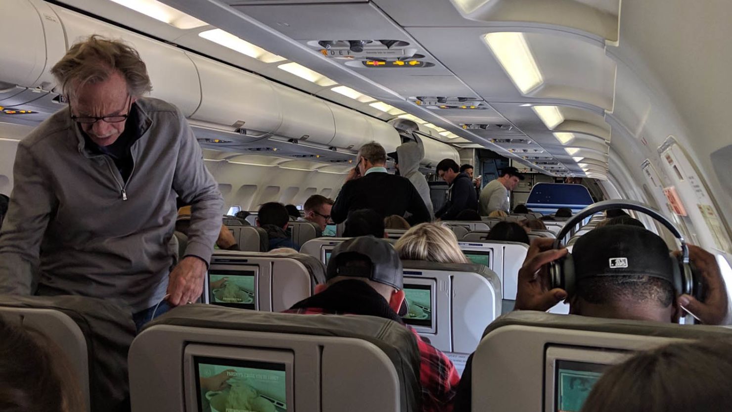 Doug Behm is on a Jet Blue flight 1533 from JFK airport, New York City to Cartagena, Colombia.
He tweeted: "Was supposed to leave at 7.51 AM. Taxied for a while, then back to the gate to refuel. Delayed due to staffing issues caused by the Government shutdown." 