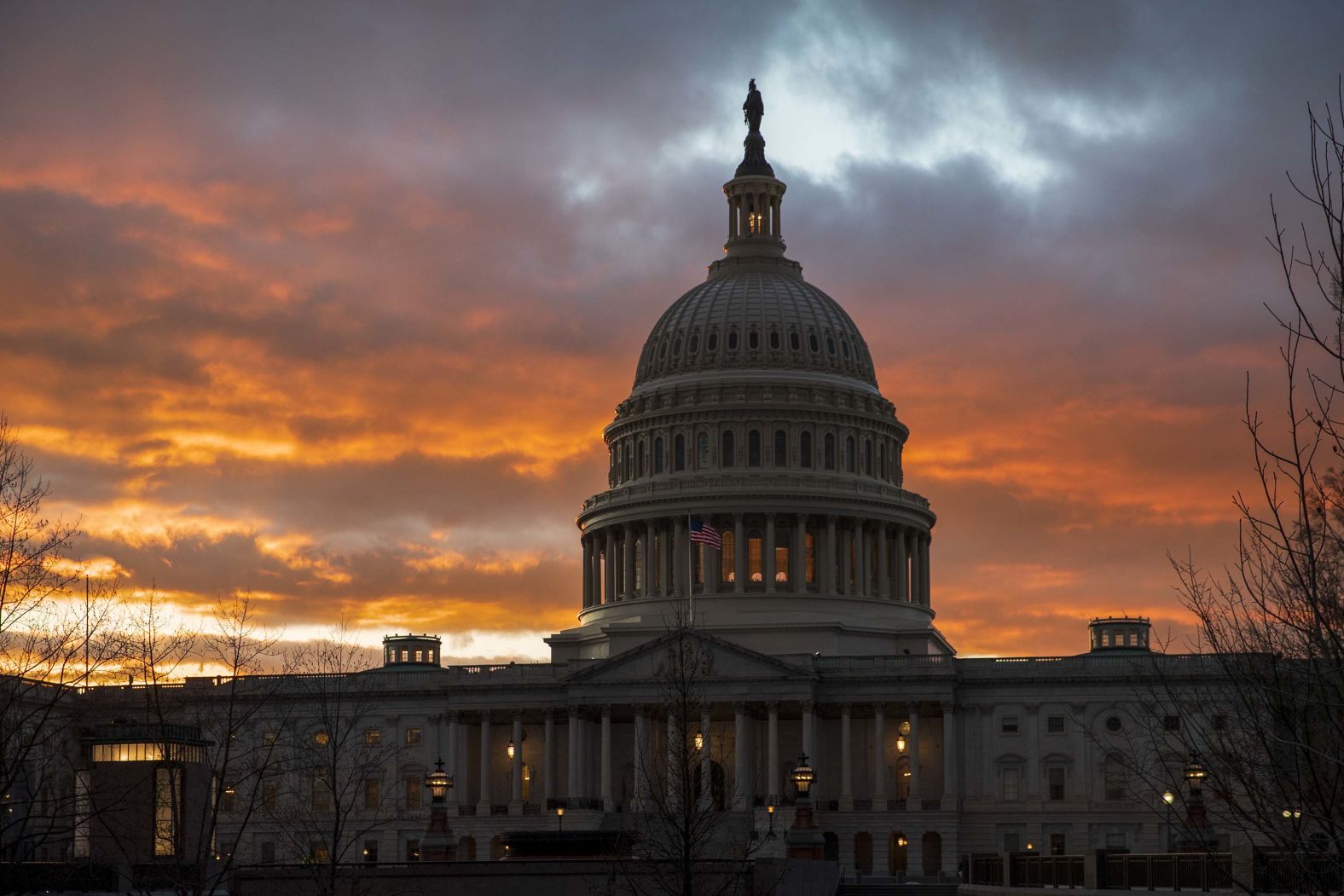 The Capitol at sunset on Thursday, January 24, after the Senate rejected Democratic and Republican proposals for ending the shutdown.