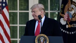 WASHINGTON, DC - JANUARY 25: (AFP OUT) US President Donald Trump makes a statement announcing that a deal has been reached to reopen the government through Feb. 15 during an event in the Rose Garden of the White House January 25, 2019 in Washington, DC. The White House announced they've reached a deal with Congress to end the shutdown and open the federal government for three weeks to give time to work out a larger immigration and border security deal.  (Photo by Olivier Douliery-Pool/Getty Images)