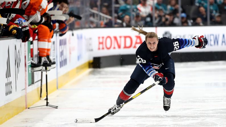 US hockey player Kendall Coyne Schofield became the first woman in history to compete at the NHL All-Star Skills Competition when <a href="index.php?page=&url=http%3A%2F%2Fwww.espn.com%2Fnhl%2Fstory%2F_%2Fid%2F25852804%2Fkendall-coyne-schofield-first-woman-compete-all-stars-skills-competition" target="_blank" target="_blank">she took part in the Fastest Skater contest</a> on Friday, January 25.