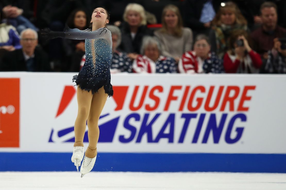 Liu competes in the Championship Ladies Free Skate.