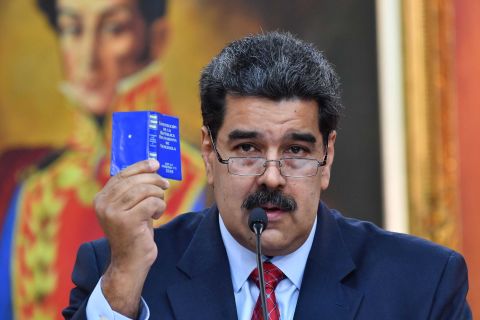 Maduro holds a news conference in Caracas on Friday, January 25. The Venezuelan strongman has accused Guaido and the United States of trying to orchestrate a coup against him.