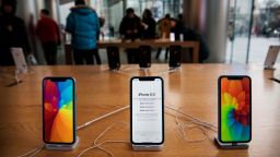 Apple iPhones are seen on display at an Apple Store on January 7, 2019 in Beijing, China. 