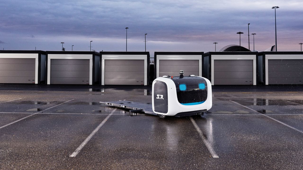 Stanley Robotics' valet robot can pick up a car and move it to a parking spot.