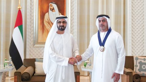 Interior minister Saif bin Zayed Al Nahyan (R) is named Best Personality Supporting Gender Balance.