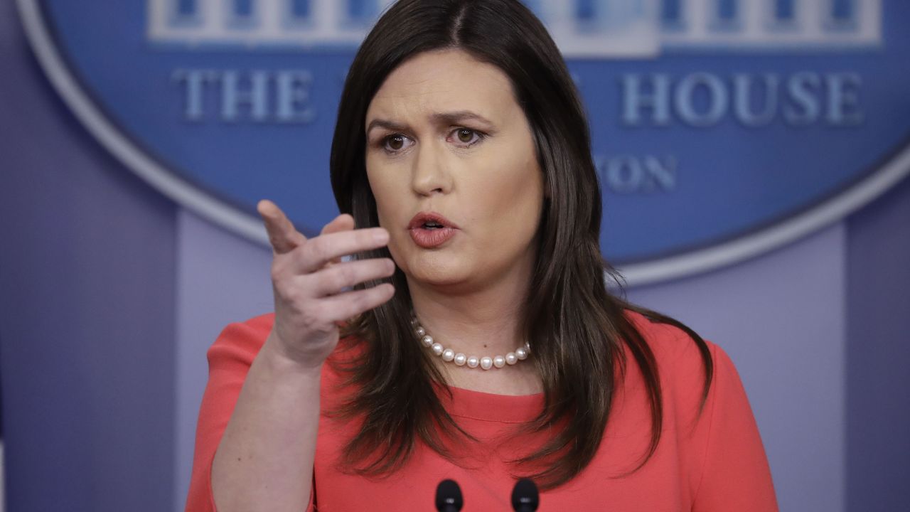 White House press secretary Sarah Sanders speaks during a press briefing at the White House, Monday, Jan. 28, 2019, in Washington. (AP Photo/ Evan Vucci)