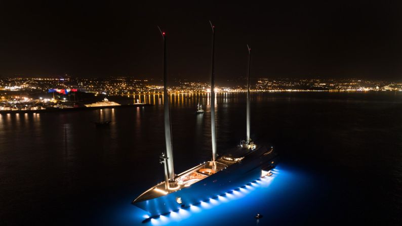 <strong>Seafaring life</strong>: Yacht A has an elevator on its 100-meter-tall masts, allowing guests to travel to the top and admire the sea views. Sailing Yacht A's exterior and interior is designed by Philippe Starck.
