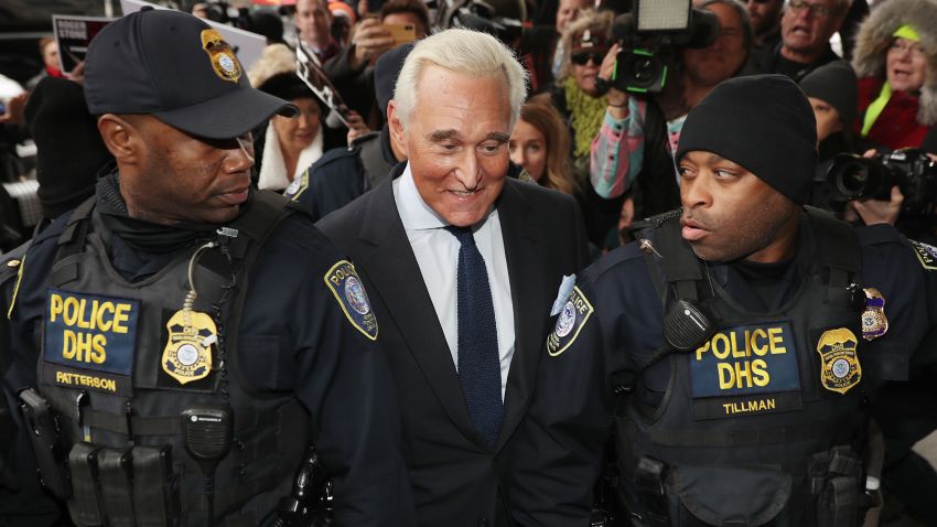 Roger Stone, a longtime adviser to President Donald Trump, arrives at the Prettyman United States Courthouse before facing charges from Special Counsel Robert Mueller that he lied to Congress and engaged in witness tampering January 29, 2019 in Washington, DC. (Chip Somodevilla/Getty Images)
