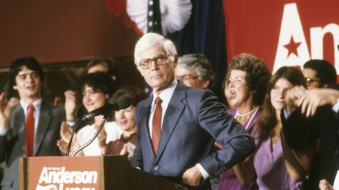 Independent presidential candidate John Anderson makes his concession speech on Election Day November 4, 1980.