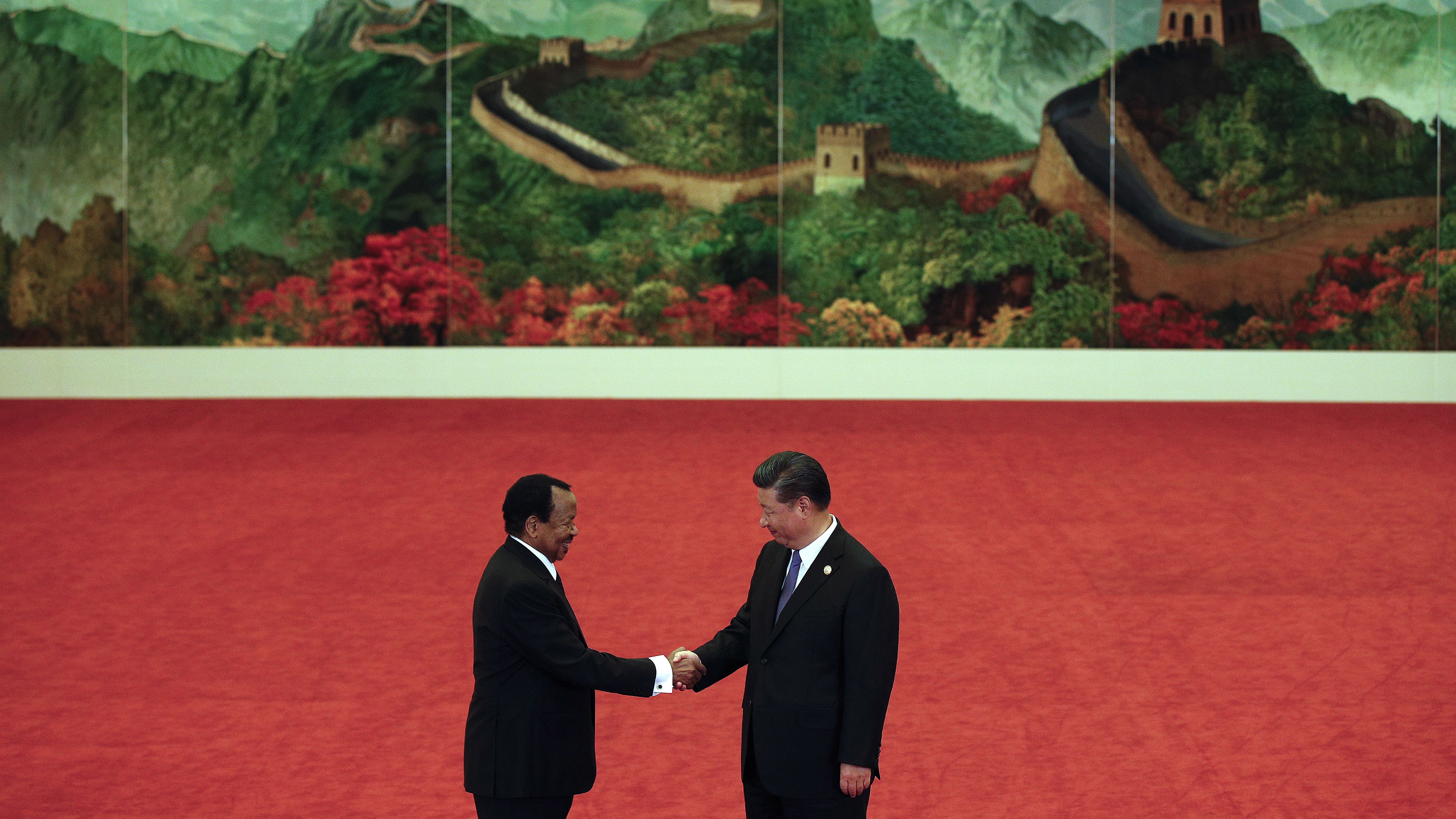 Cameroon President Paul Biya, left,  with Chinese President Xi Jinping at the Forum on China-Africa Cooperation in September 2018, in Beijing, China. 
