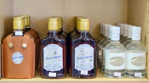 Mastiha liqueur is one of the many products made from the resin of the Mastiha tree. 