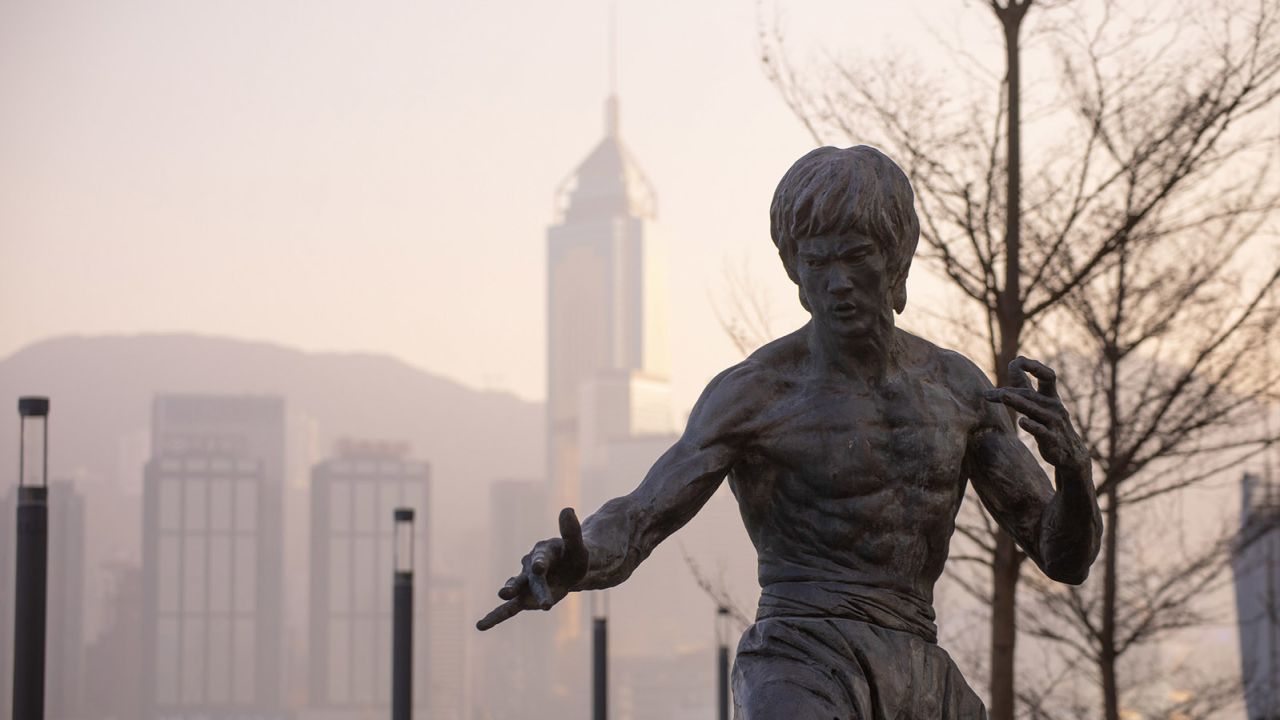 The Bruce Lee statue in Hong Kong.