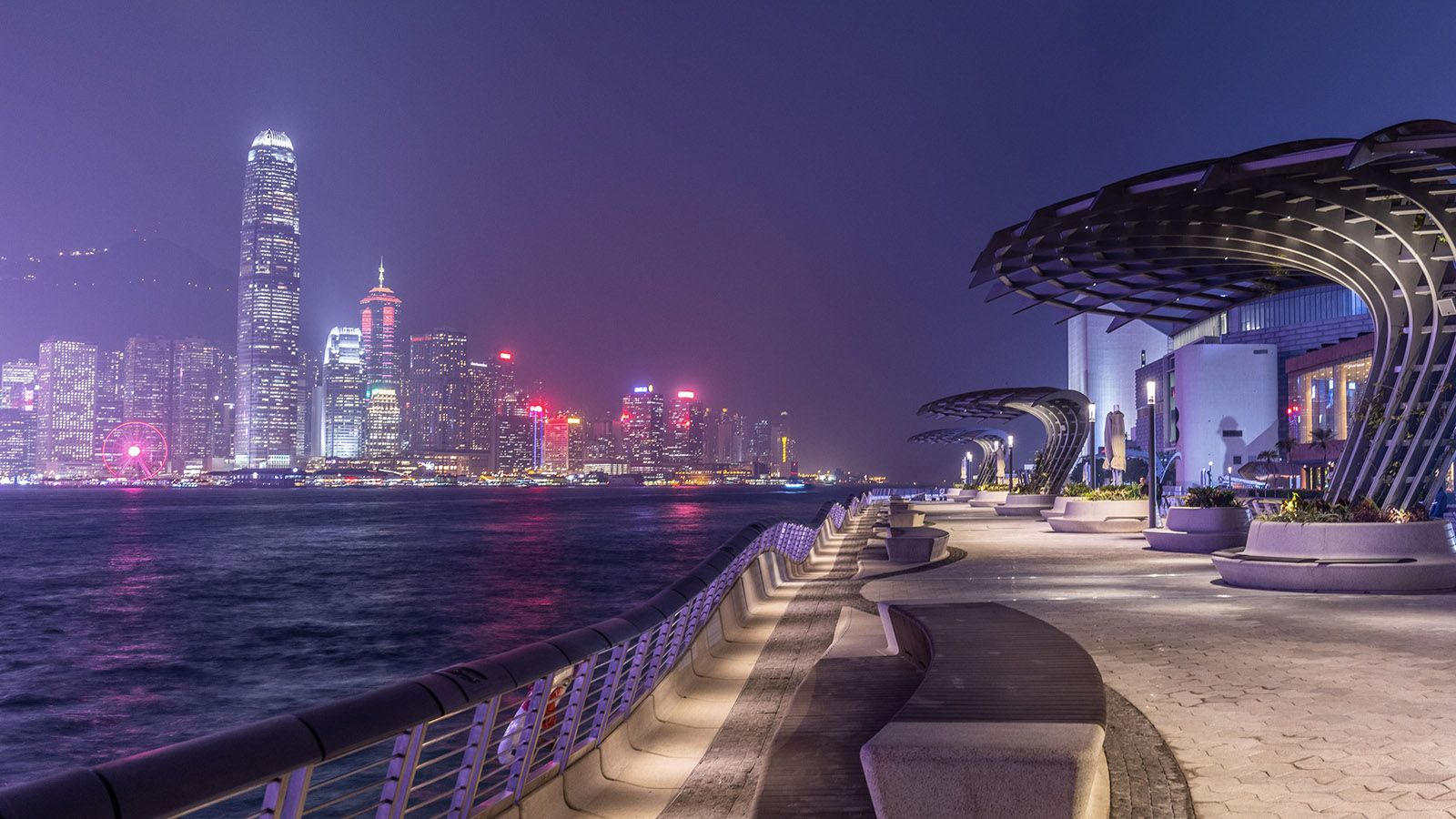 Night view of Hong Kong skyline from Avenue of Stars